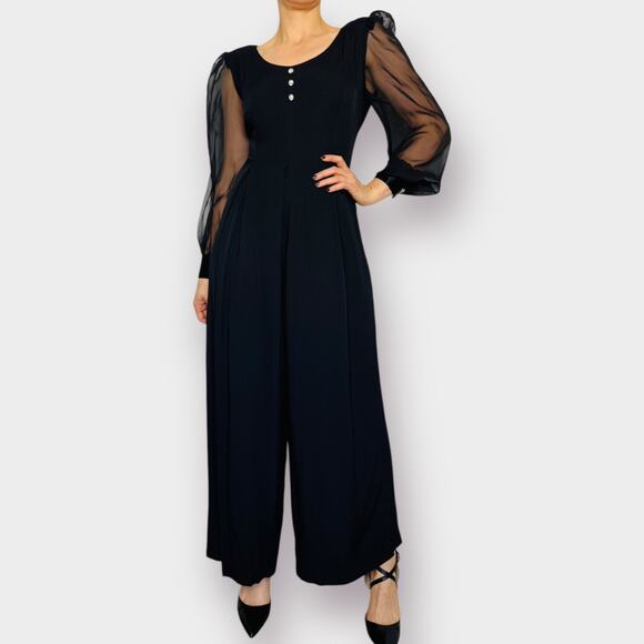 90s Jeffery & Dara Black Jump Suit - Picture 2 of 8